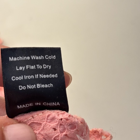 POL Womens Pink‎ Smocked Puff Sleeve Cropped Ruffle Button Top Med Cottagecore - Picture 7 of 10